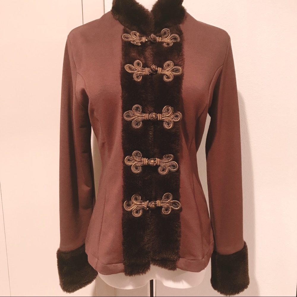 Oriental looking faux fur sweater
